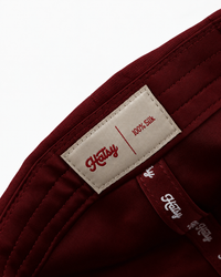 HATSY 100% silk label inside the Merlot Dad Hat