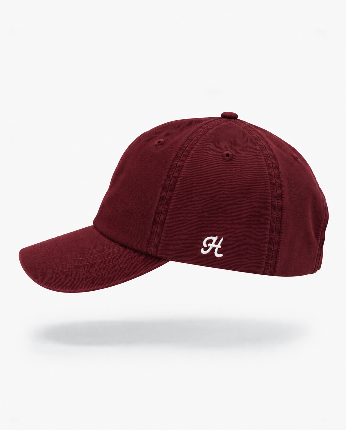Merlot Dad Hat in burgundy, left side view